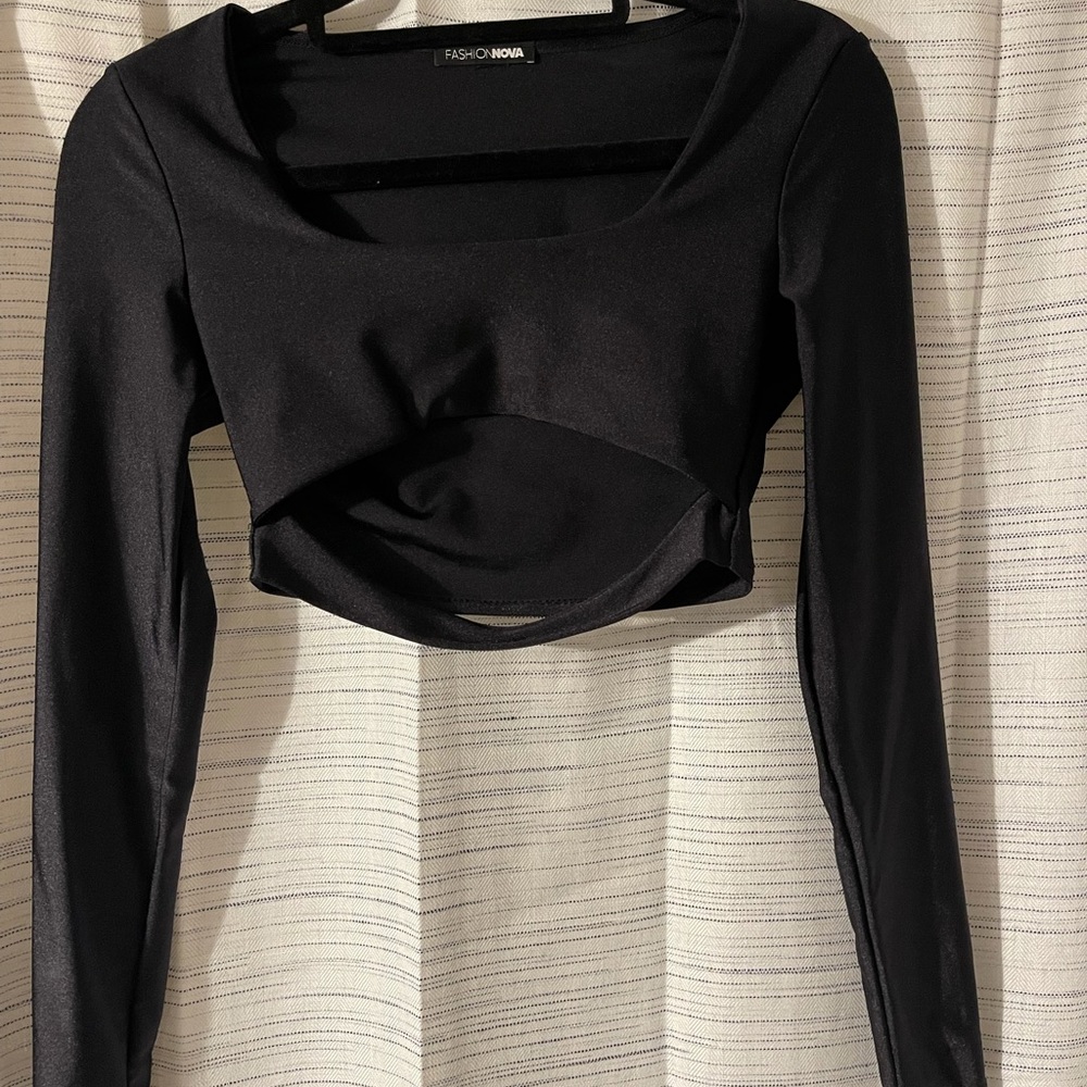 Spandex black fashion nova cutout crop top